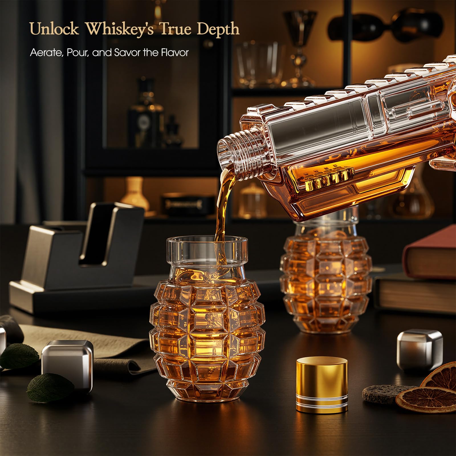 Kollea lead-free glass provides clear whiskey hue and durability