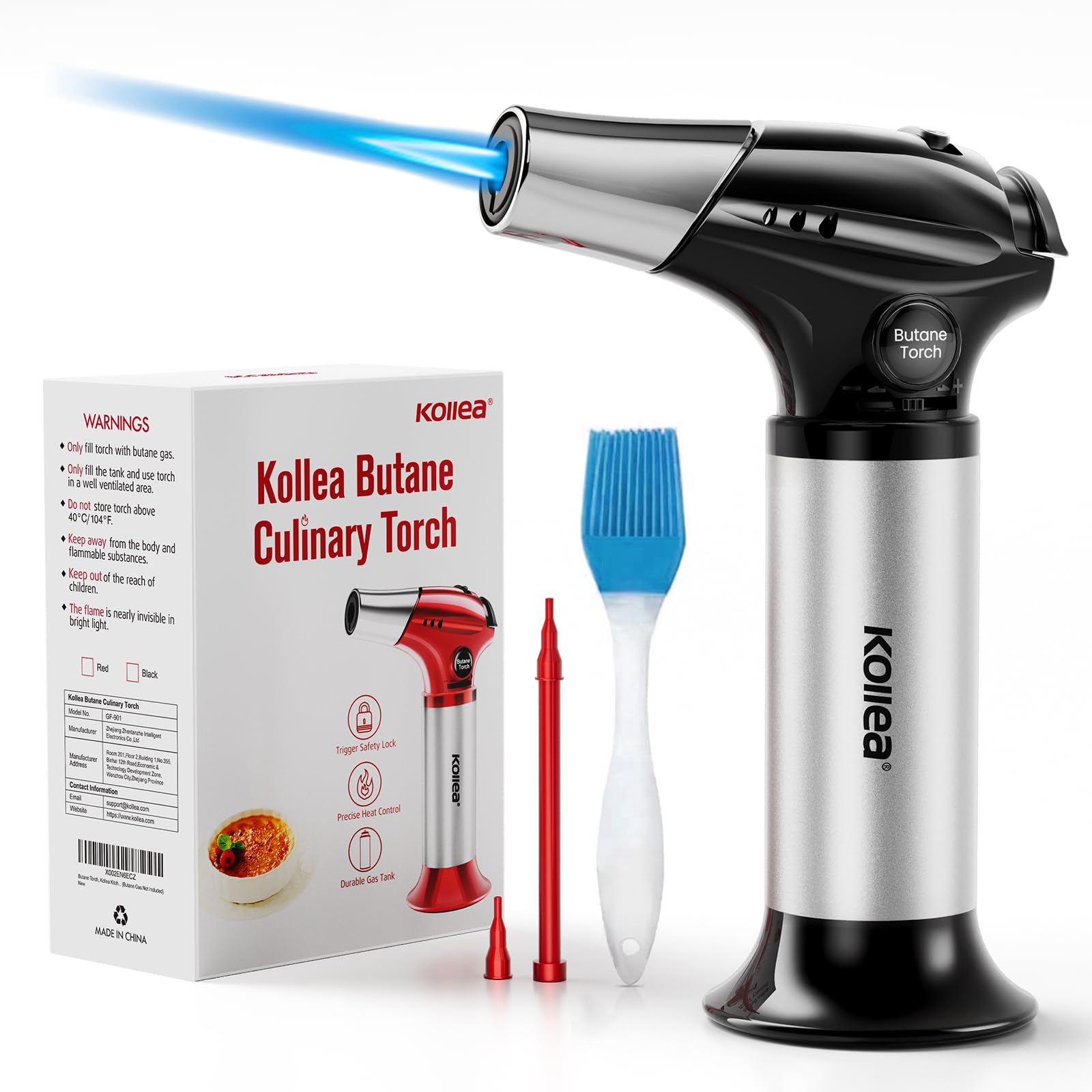 Kollea professional torch lighter showing safety lock for safe handling in the kitchen