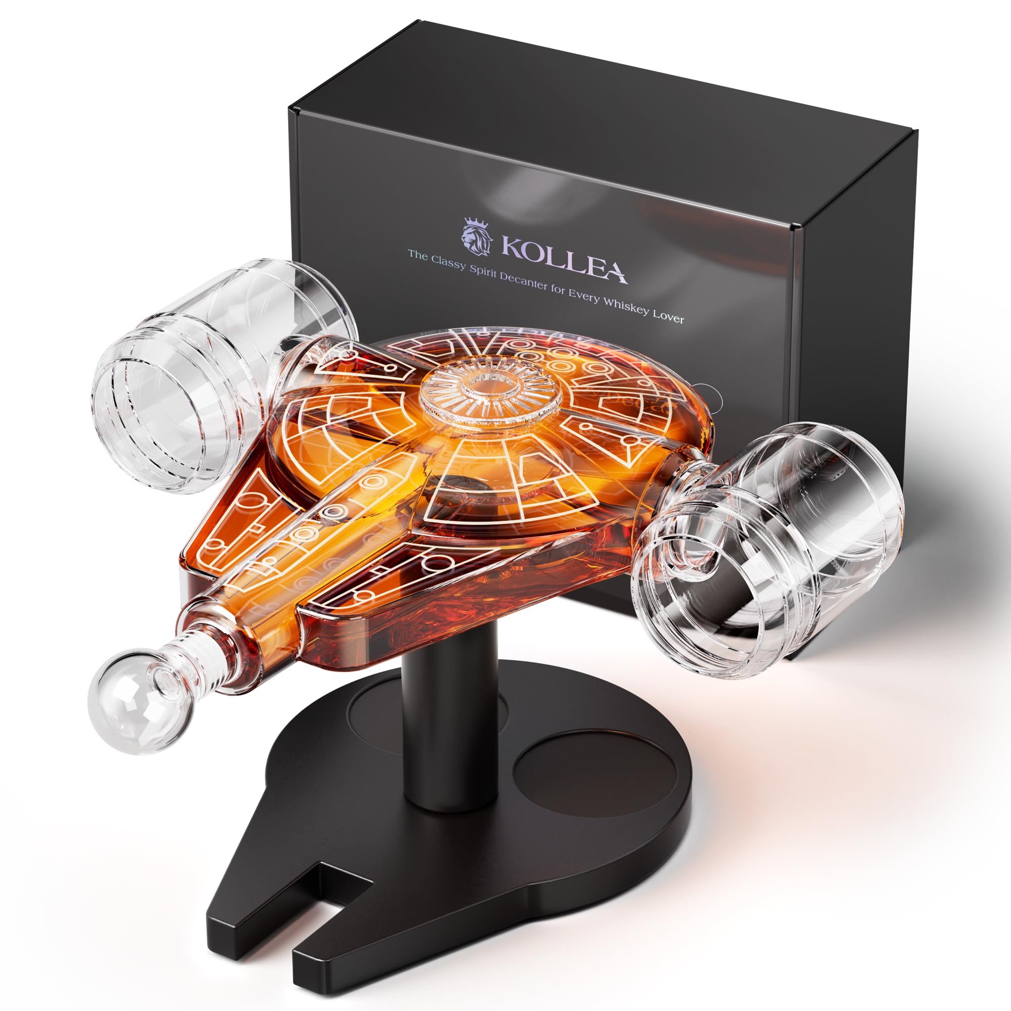 Kollea spaceship decanter set enhances stylish entertaining with sci-fi flair.