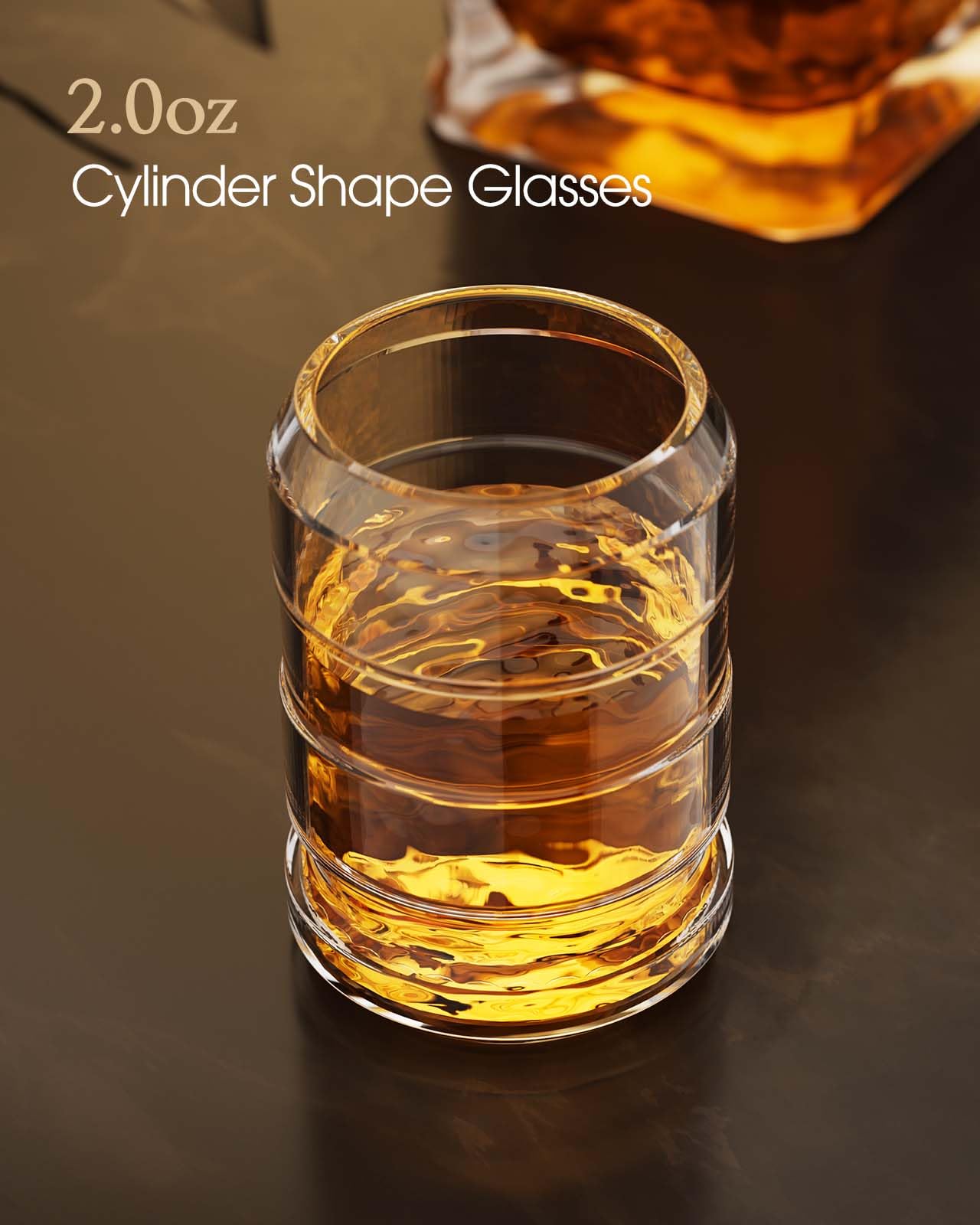 Kollea walnut wood display stand beside the decanter