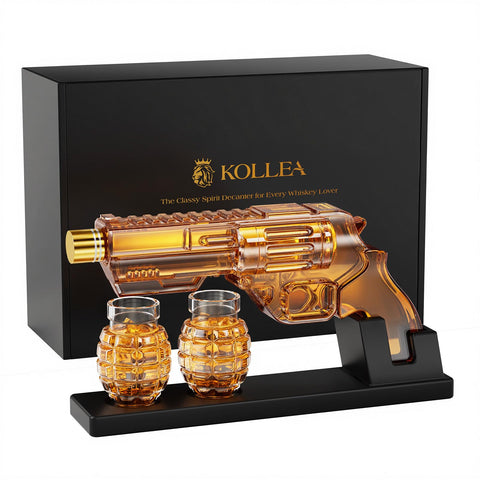 Kollea whiskey decanter with grenade glasses for elegant entertaining