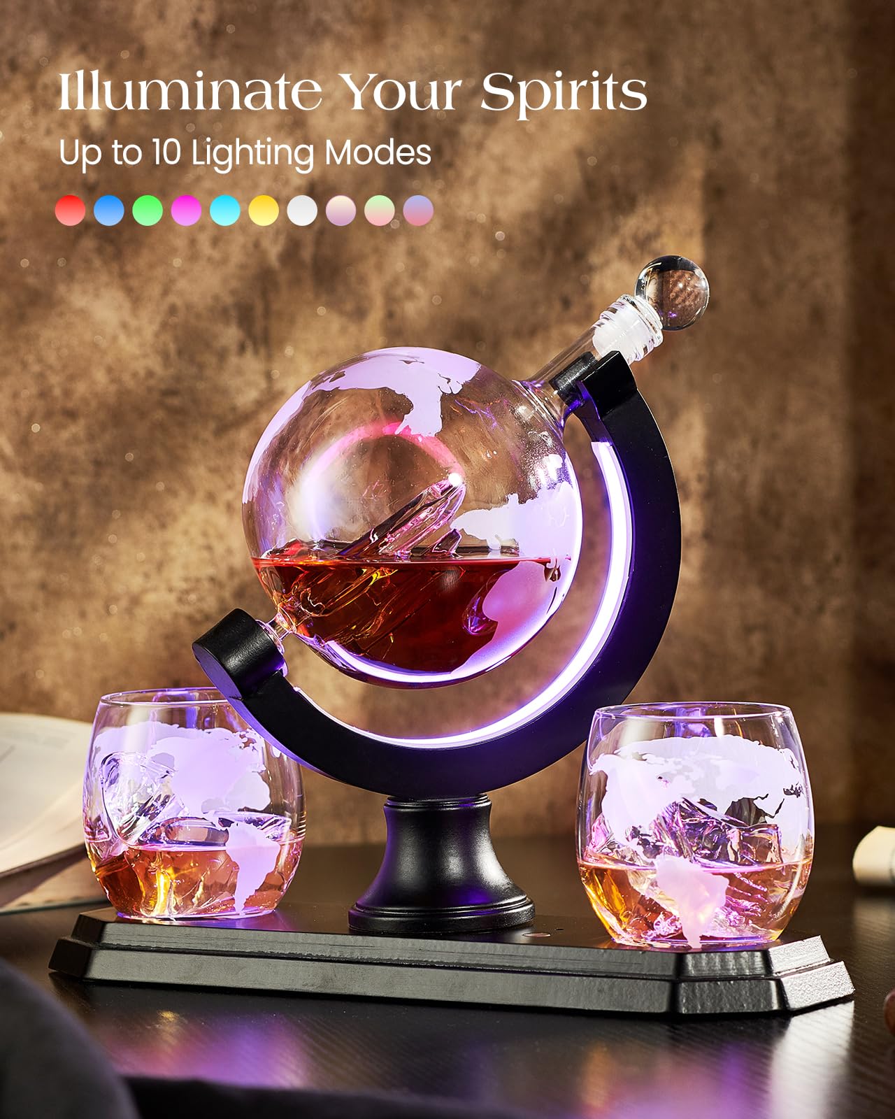 Kollea world-inspired design globe decanter elevates bar decor