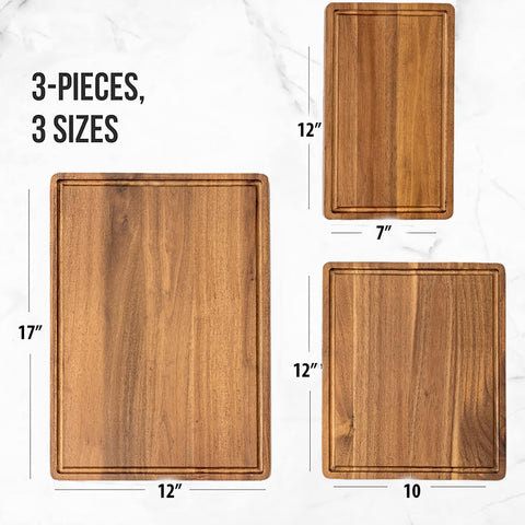 KOLWOVEN Acacia cutting board medium for precise vegetable chopping.