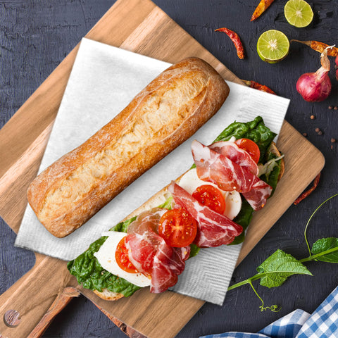 Kolwoven Acacia board on table for effortless food plating.