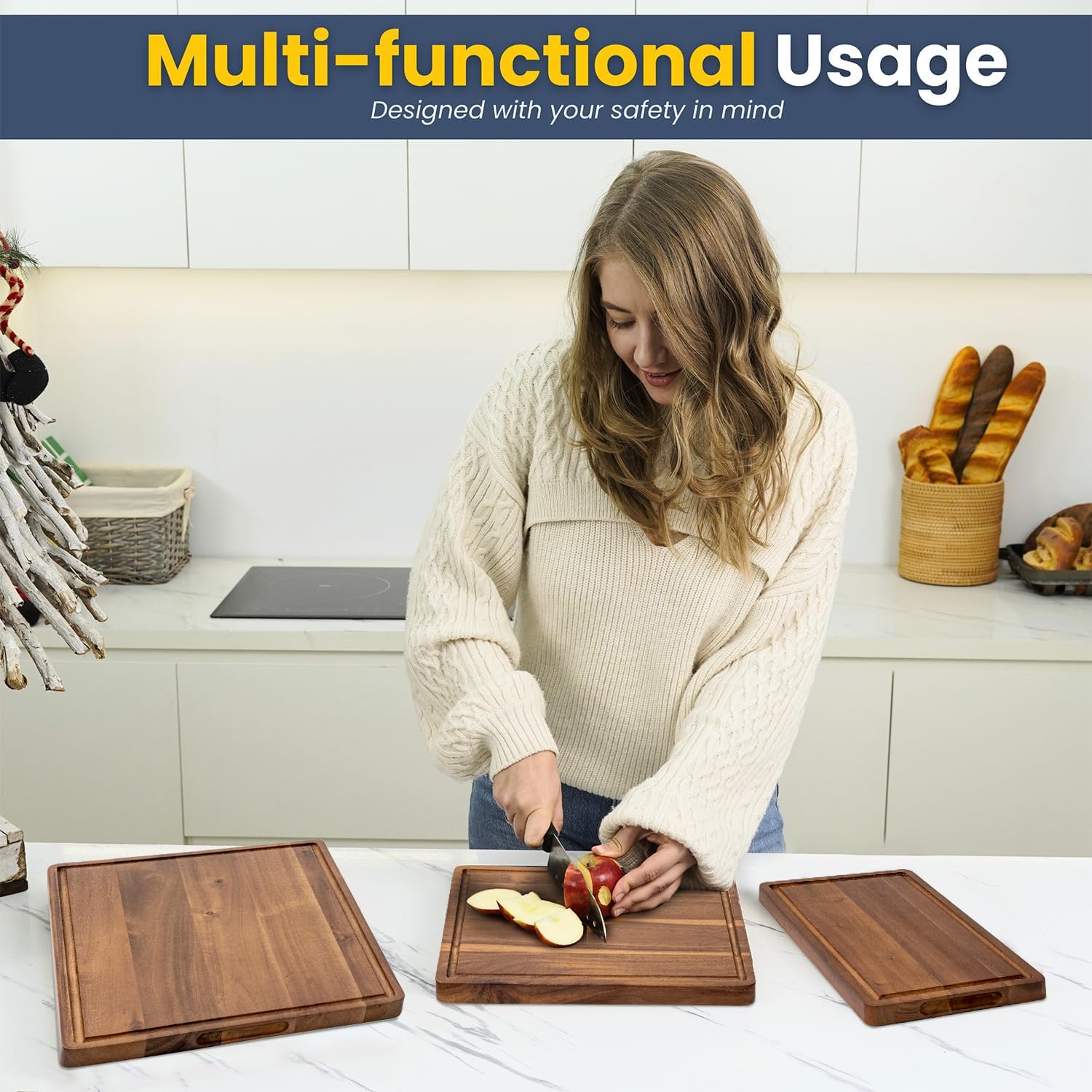 KOLWOVEN Acacia cutting board small ideal for cheese and fruit prep.