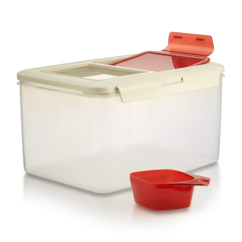 Komax Biokips extra large bin rice dispenser keeps pantry organized