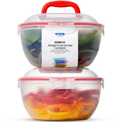 Komax Biokips set of 2 large salad bowls with lids for family meals and meal prep.
