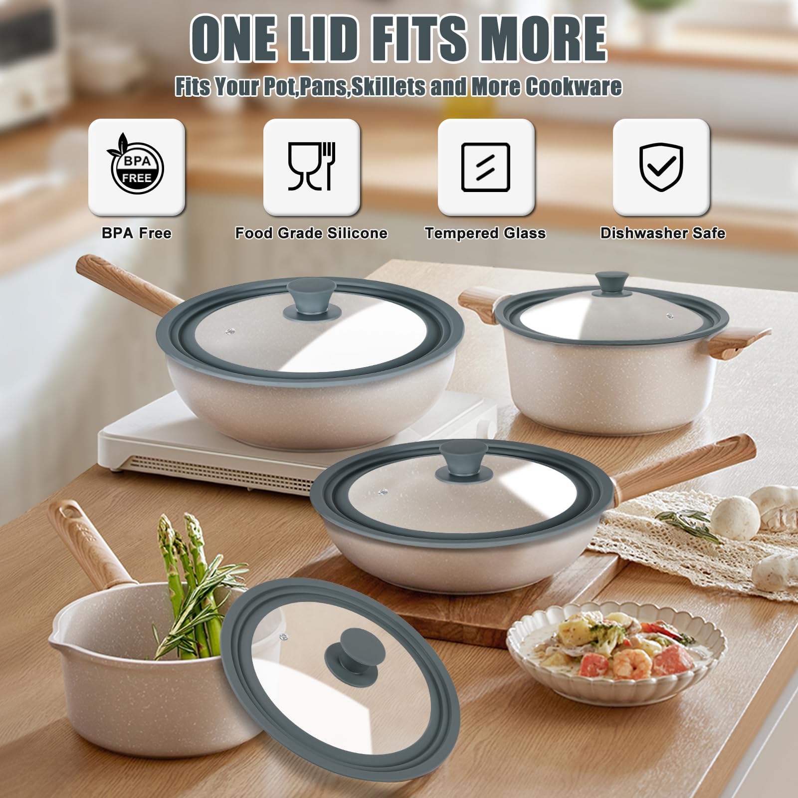 Komokeru tempered glass lid with silicone edge withstands high heat safely