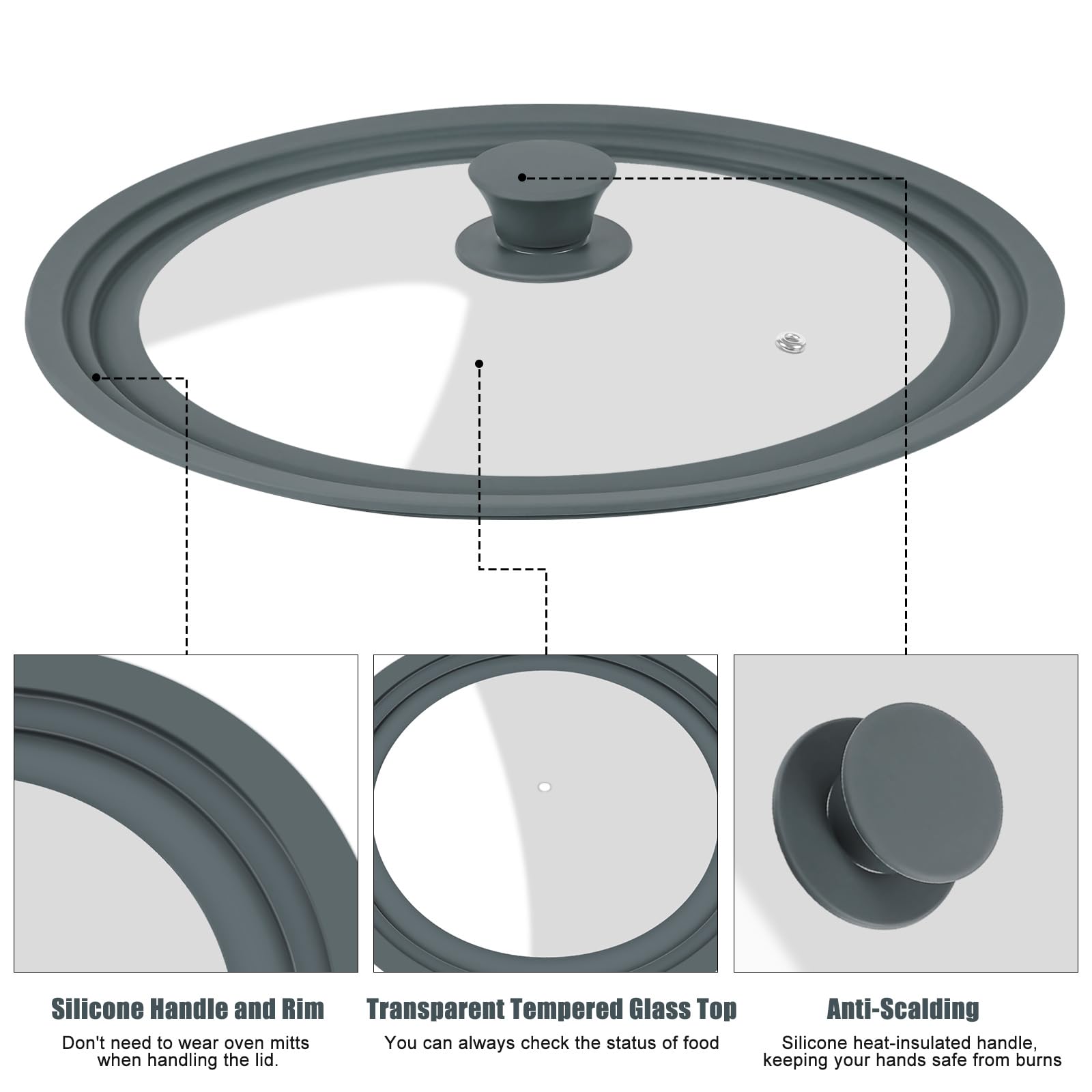 Komokeru universal lid for 10-12 inch pots with clear glass for monitoring