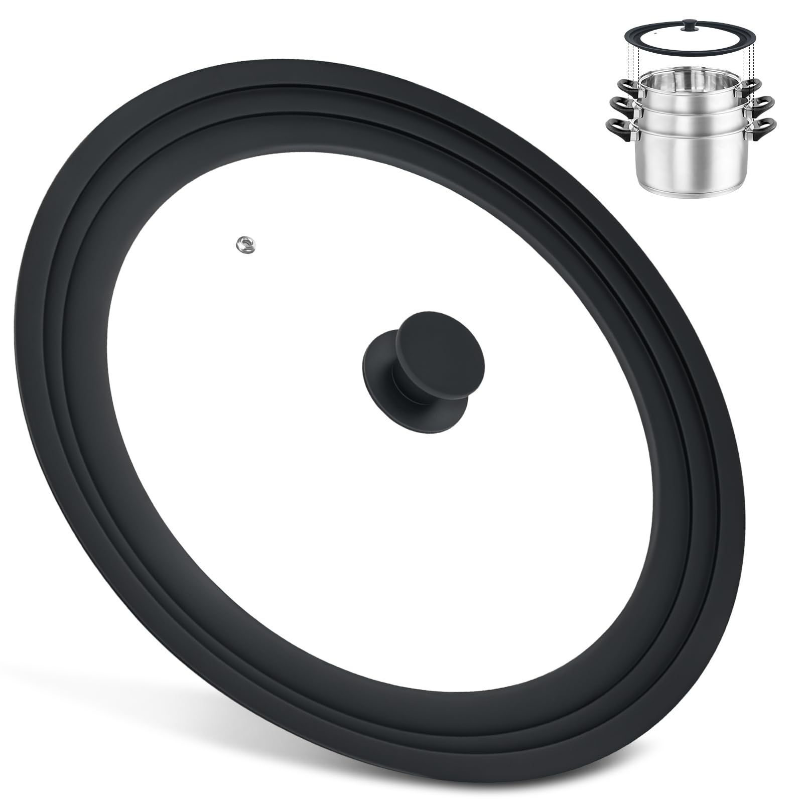 Komokeru universal lid fits 13–15 inch cookware for versatile coverage.