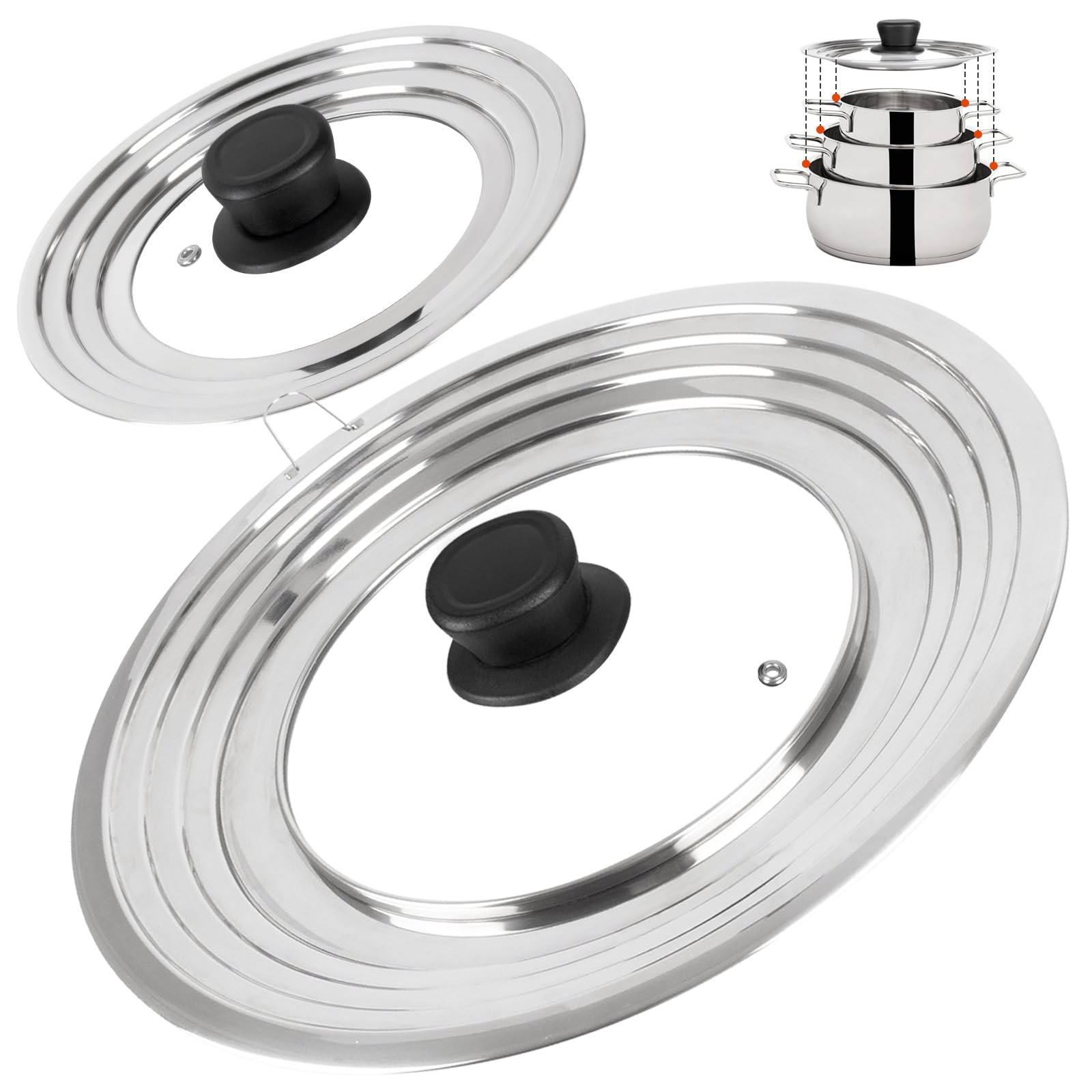 Komokeru universal lid with glass top fits 8.2–12.5 inch pots for clear monitoring during cooking