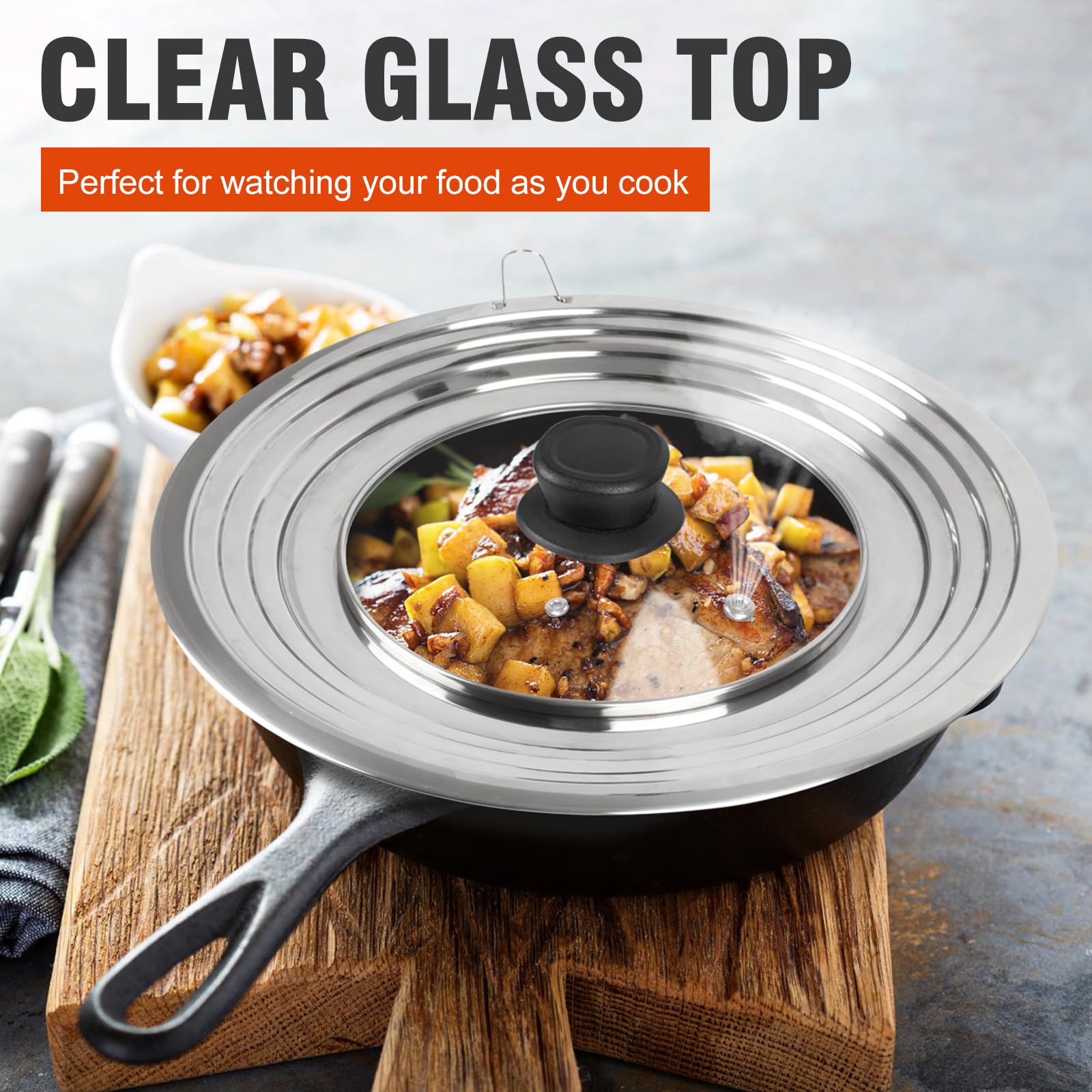 Komokeru universal lid transparent glass insert lets you watch progress safely