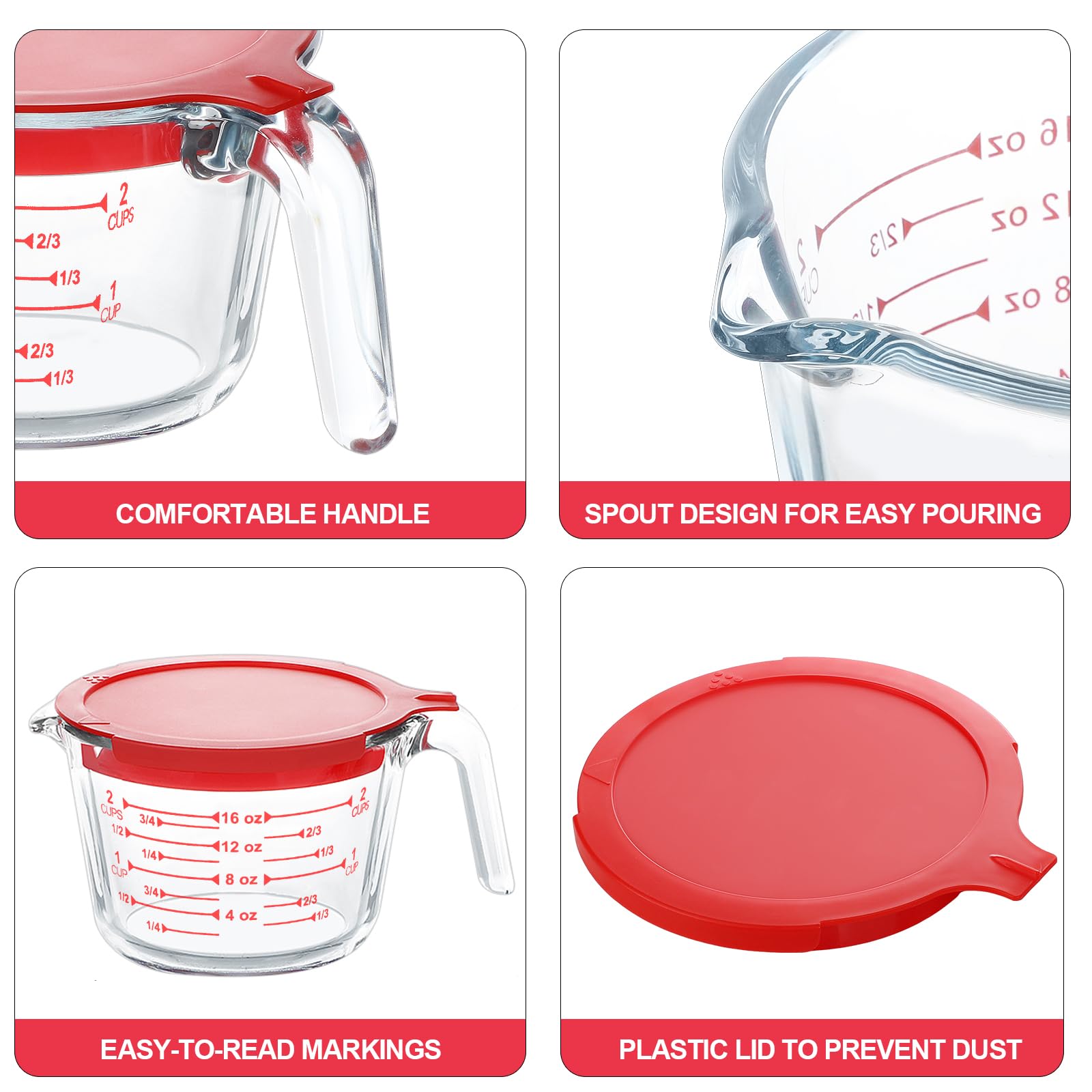 KOMUEE 1 cup glass measuring cup with sturdy grip