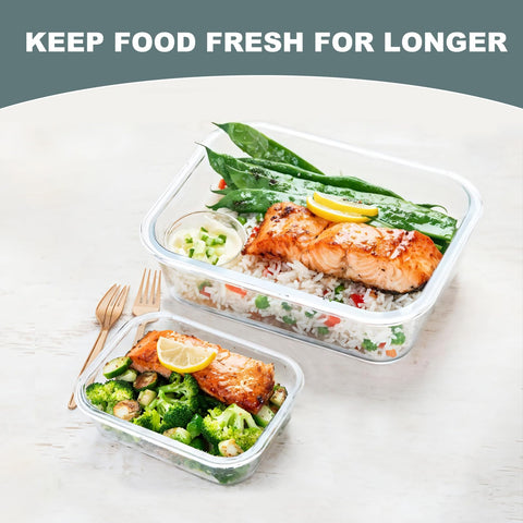 KOMUEE 10-pack glass containers small 13oz with lids store portioned snacks