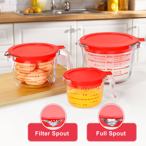 KOMUEE 2 cup glass measuring cup featuring a convenient spout