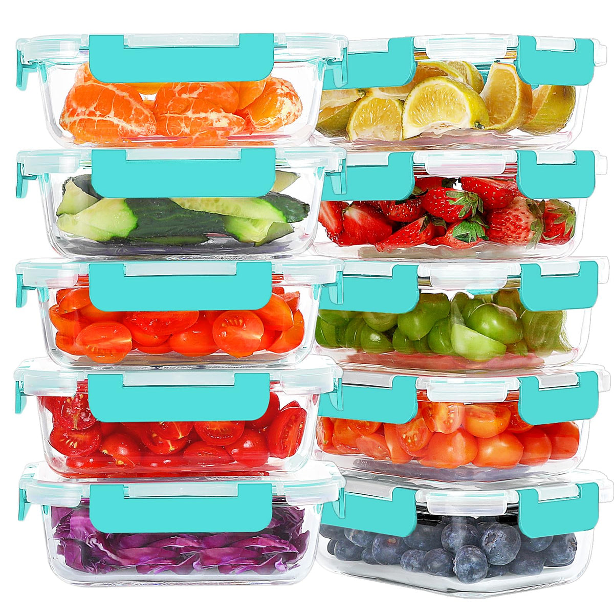 KOMUEE 22oz glass meal prep container with lid for organized lunches and portion control.