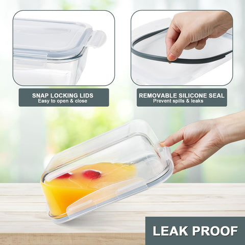 KOMUEE 27oz glass container with lid for snacks and leftovers.