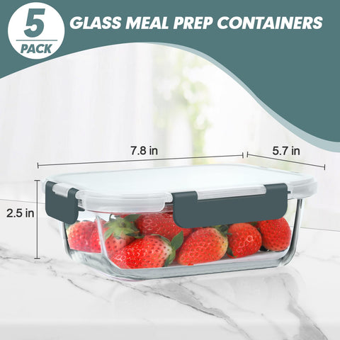 KOMUEE 30 oz freezer-safe glass container for freezing meals.