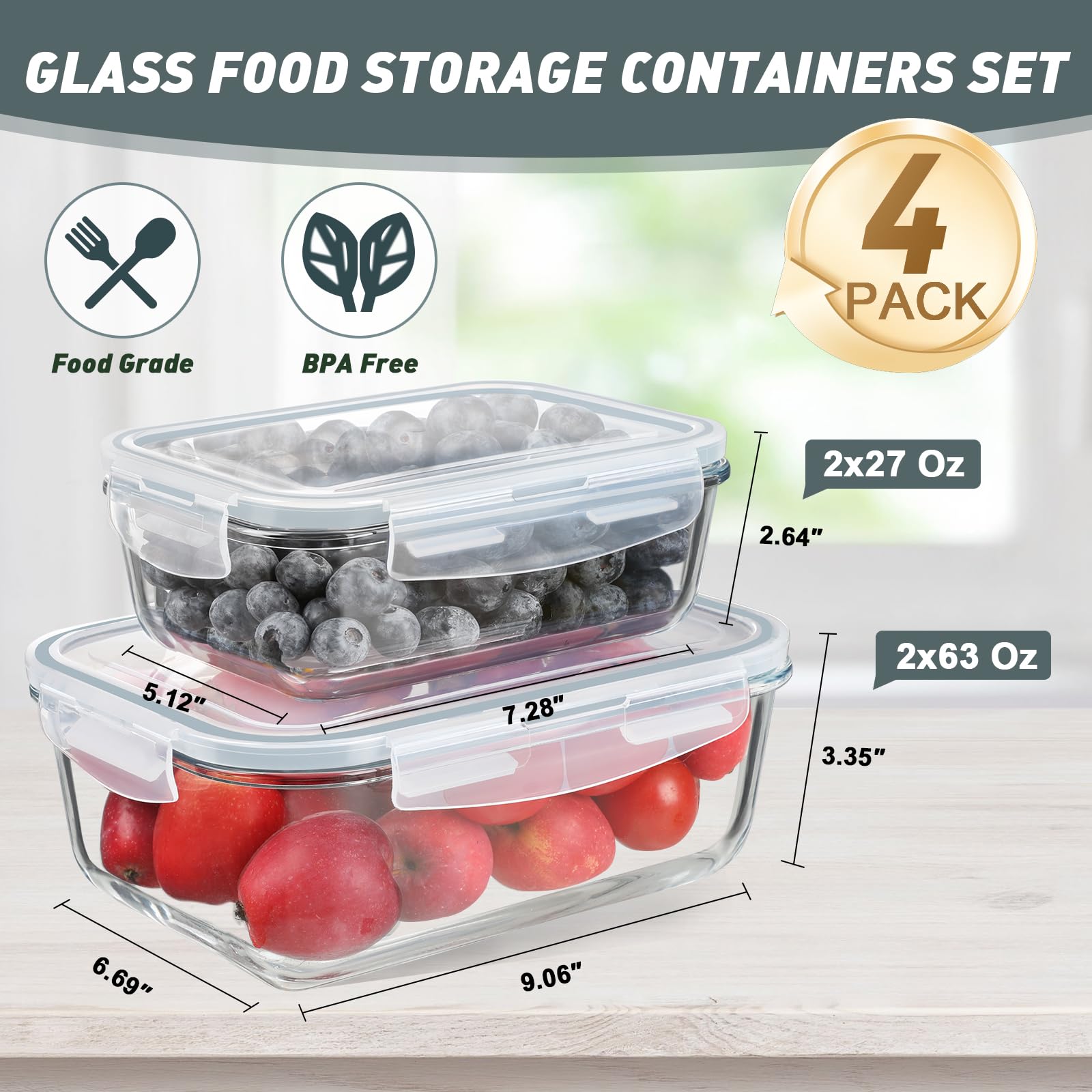 KOMUEE 63oz container beside its 27oz partner for versatile portioning.
