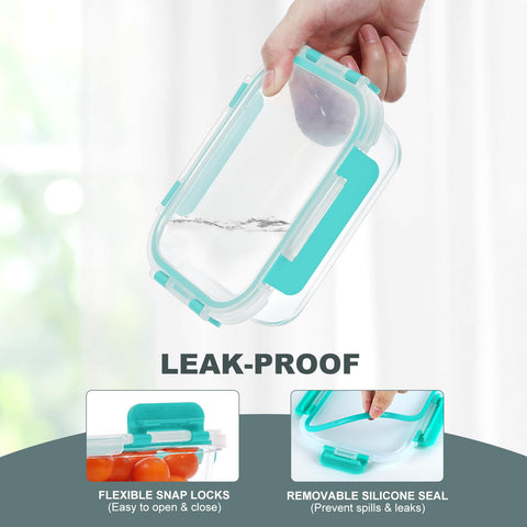 KOMUEE airtight glass storage keeps foods fresh and prevents leaks in transit.