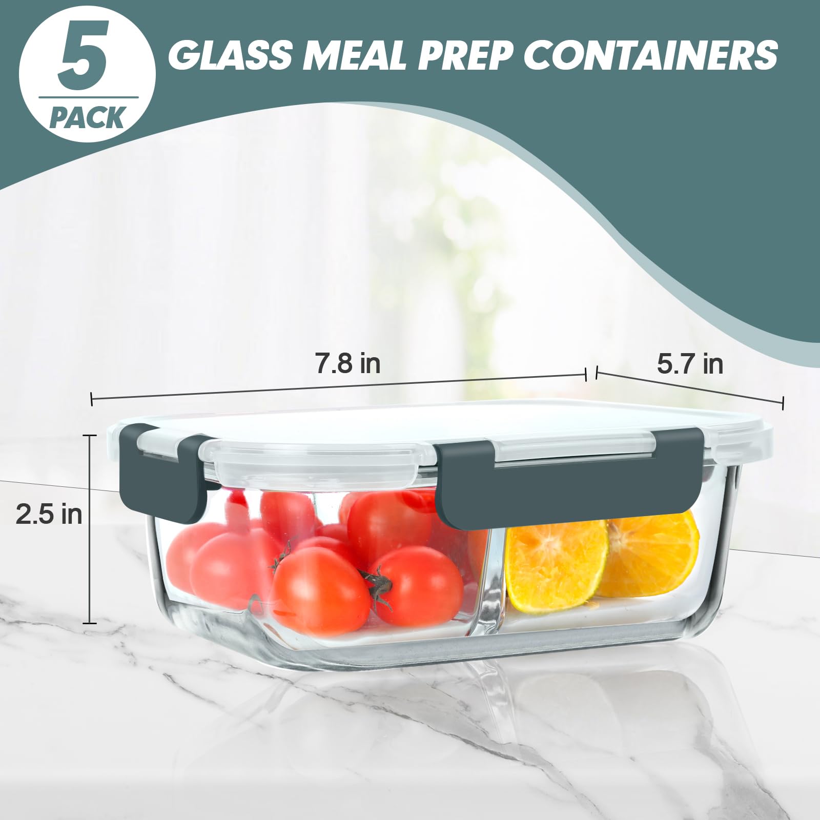 KOMUEE top-rack dishwasher safe containers for quick cleanup.