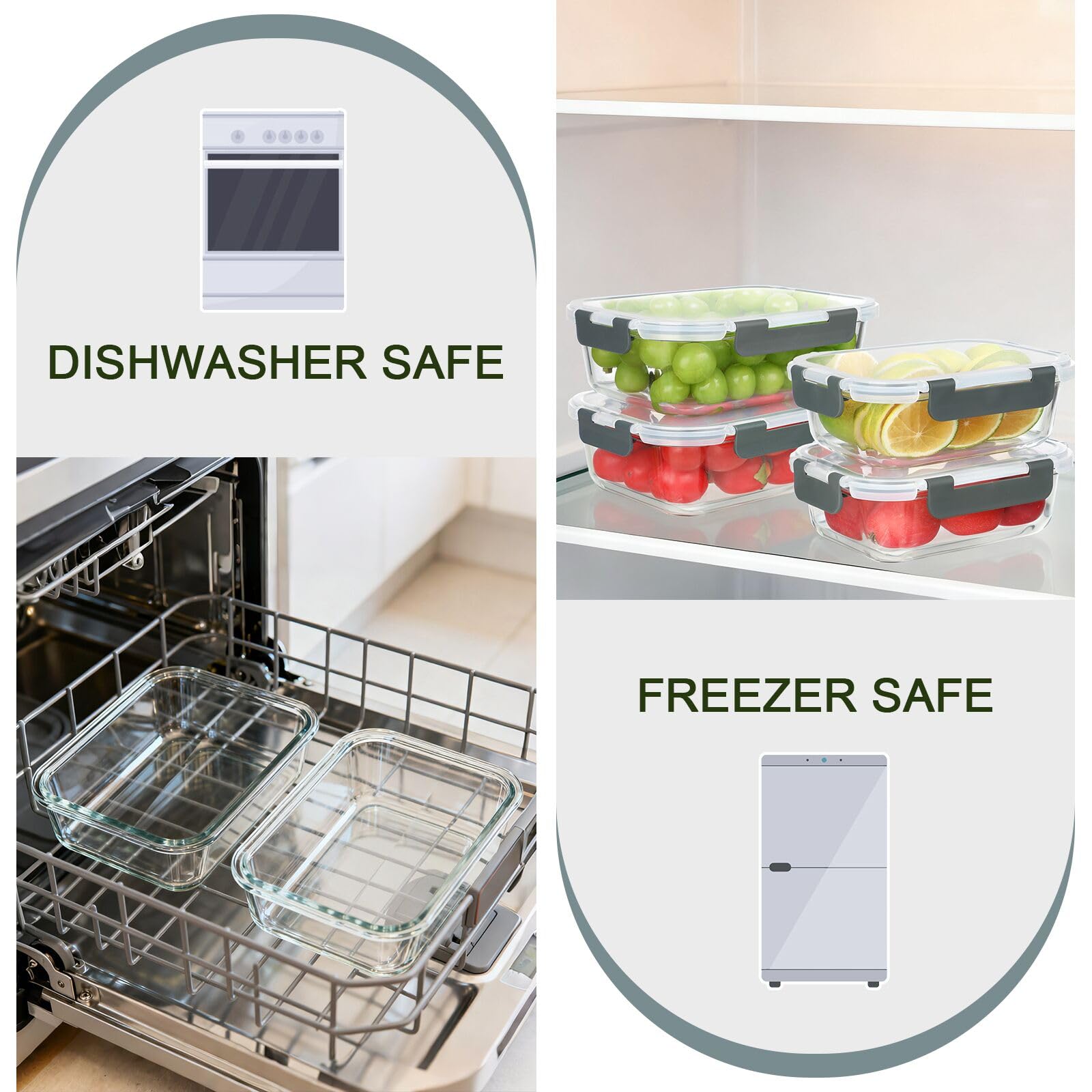 KOMUEE glass borosilicate material for durable, safe storage.