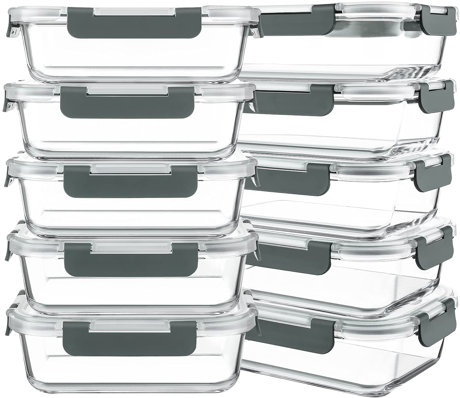 KOMUEE 30oz glass meal prep container with snap-lock lid for organized lunches.