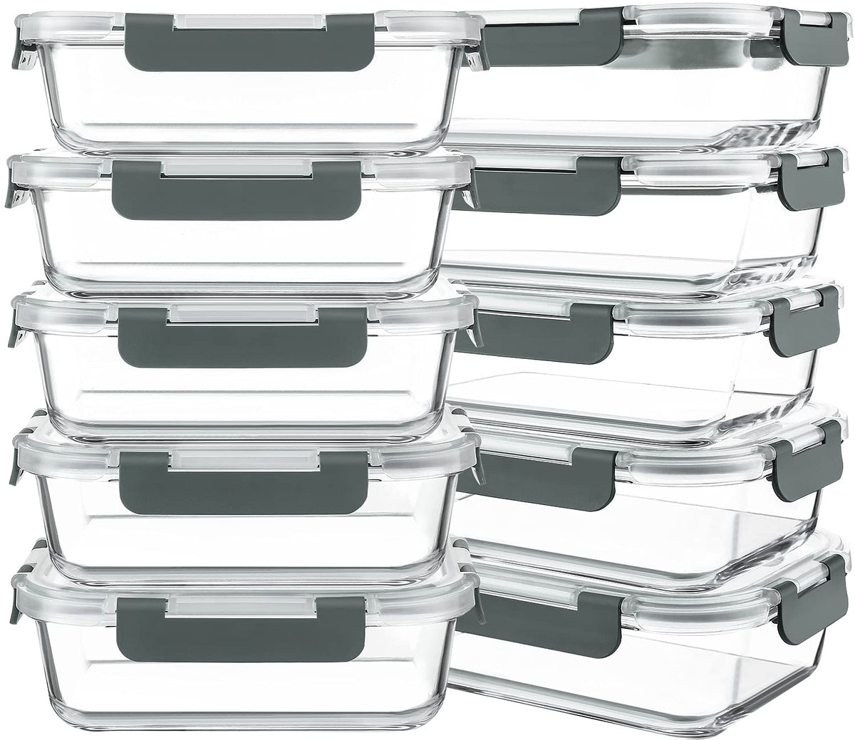 KOMUEE 30oz glass meal prep container with snap-lock lid for organized lunches.