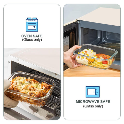 KOMUEE glass storage set oven and microwave safe for quick reheats