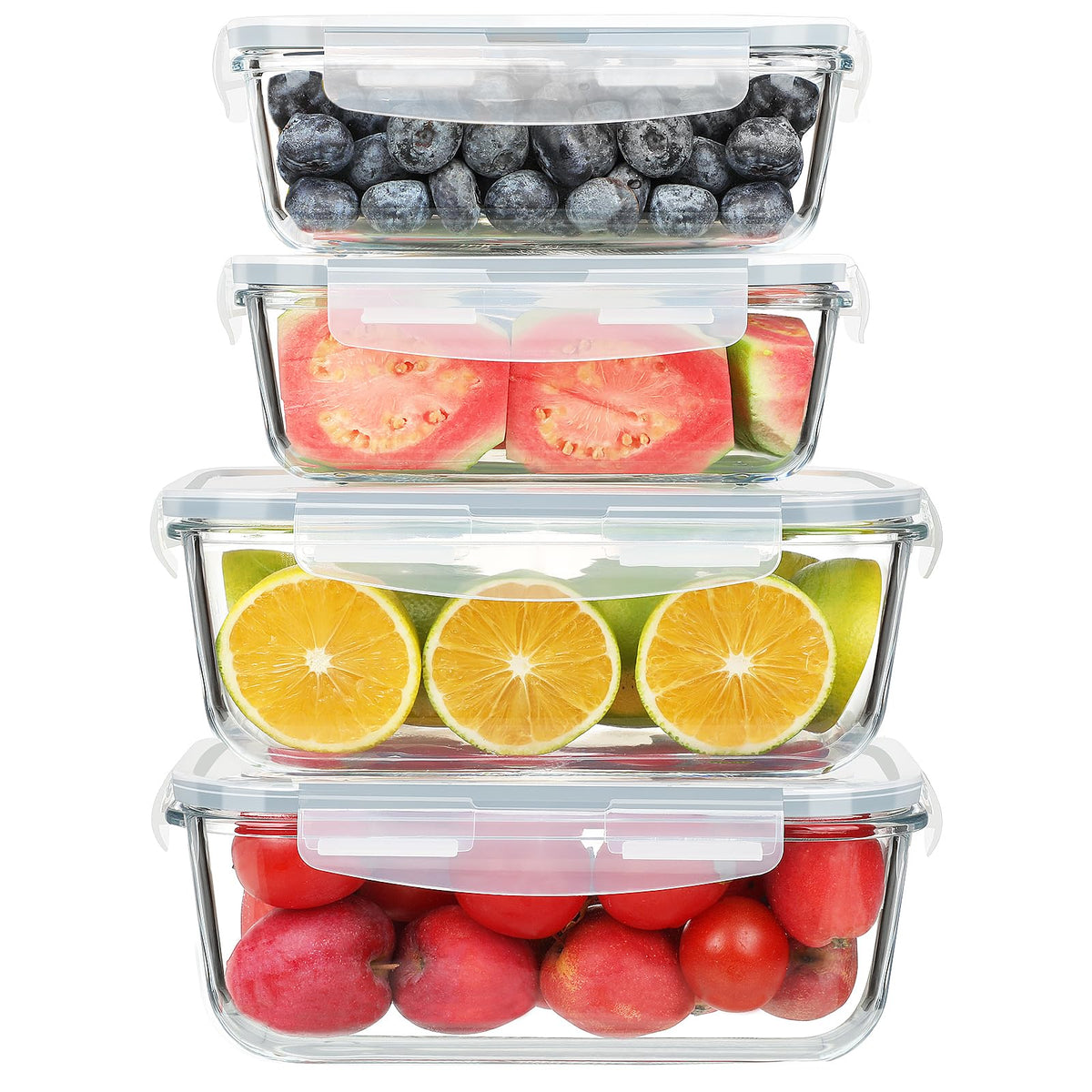KOMUEE large 63oz glass container with lid for family-sized meals and easy prep.
