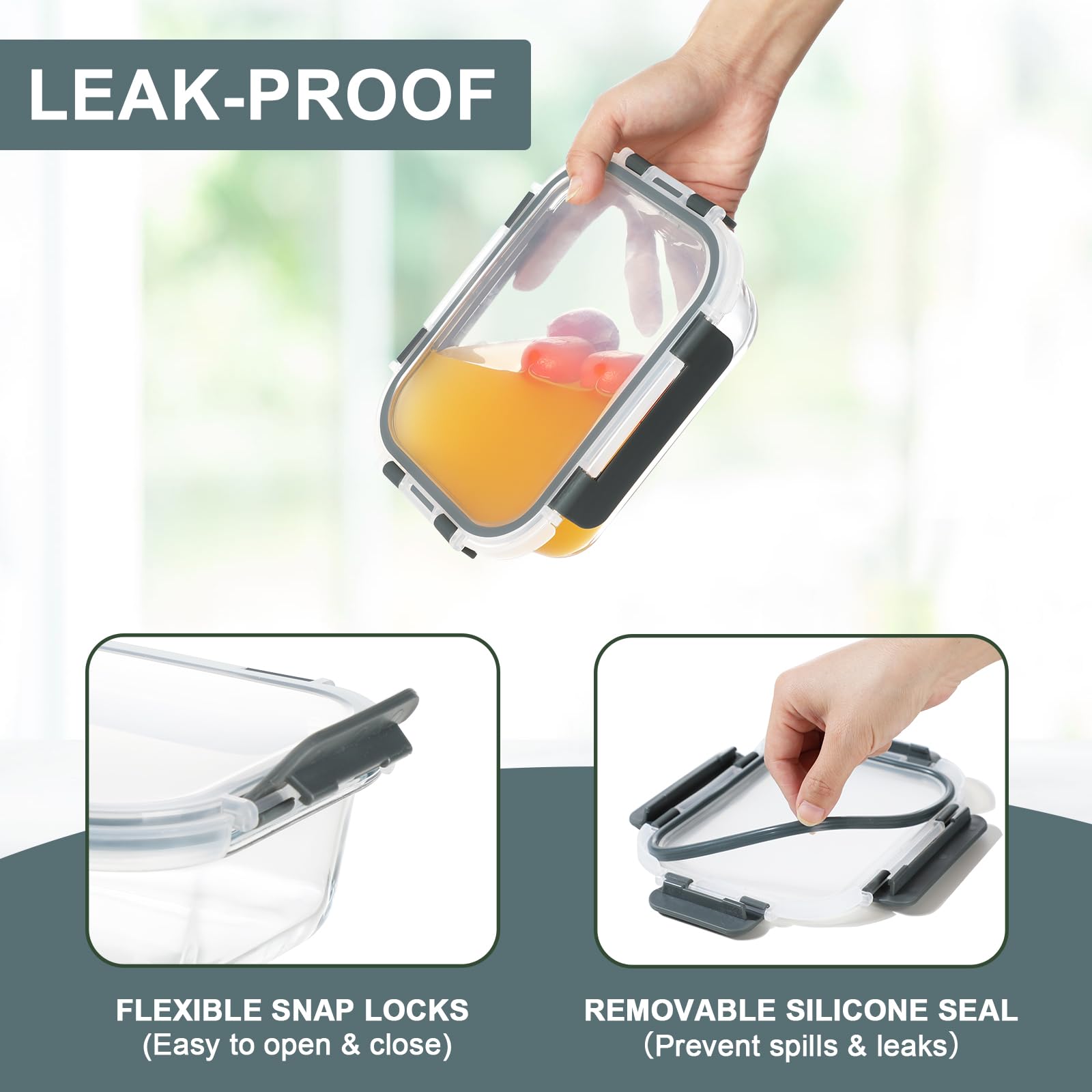 KOMUEE lid with silicone ring demonstrates leakproof, airtight performance.