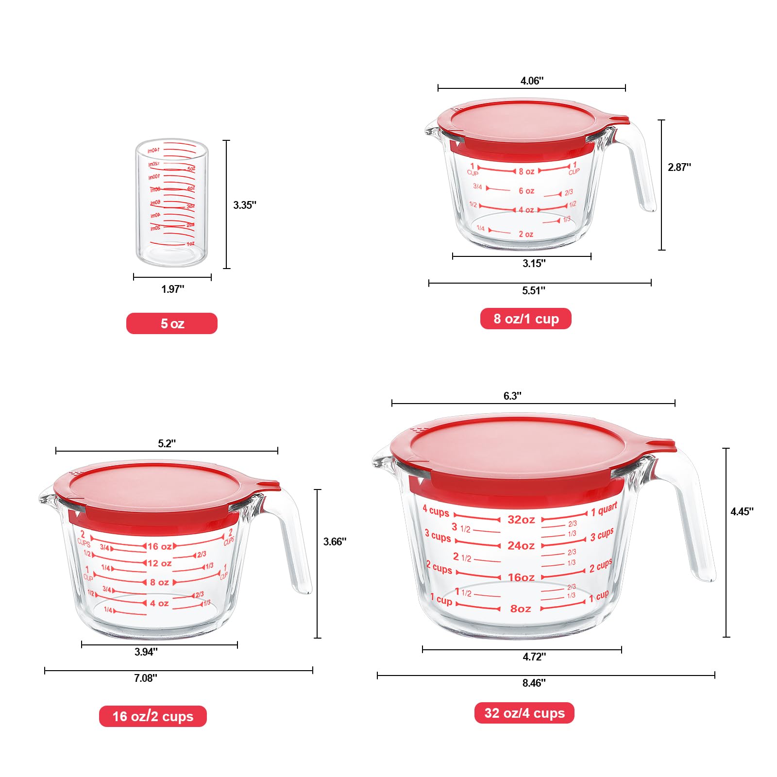 KOMUEE measuring cups are microwave, freezer, and oven safe for versatility