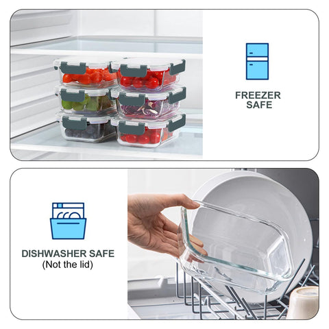 KOMUEE microwave-safe glass container ready for reheating meals.