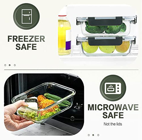 KOMUEE glass containers safe for oven and dishwasher with lids removed during heating