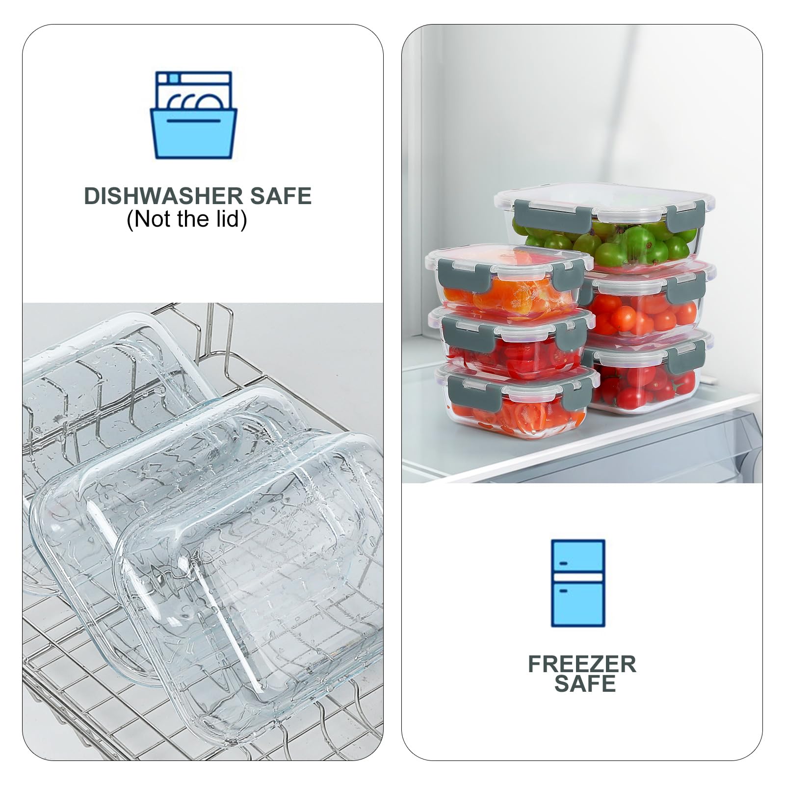 KOMUEE stackable glass containers in fridge save cupboard space