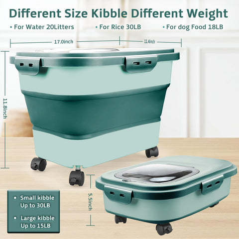 Komzon collapsible bin folded compact for space-saving pantry storage.