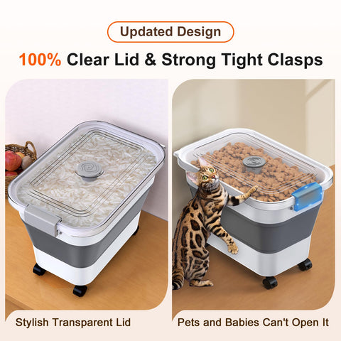 Komzon collapsible rice container unfolded showing 30lb capacity