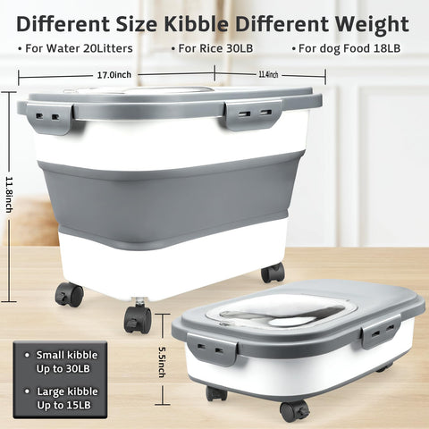 Komzon folded rice storage bin compact design for space-saving pantry organization