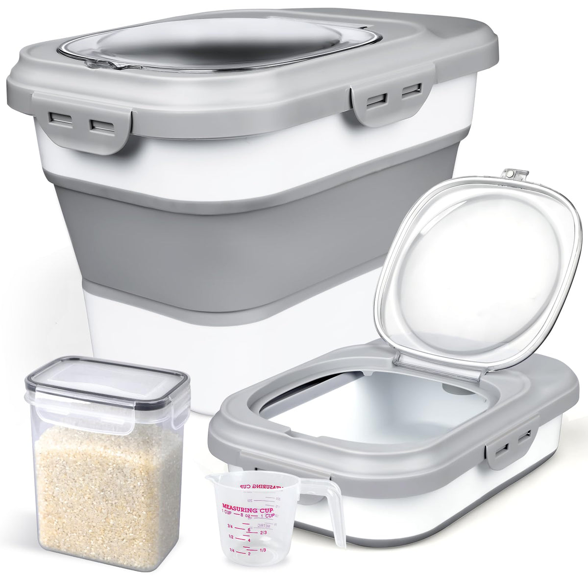 Komzon rice storage container product shot emphasizing durable construction for safe kitchen storage