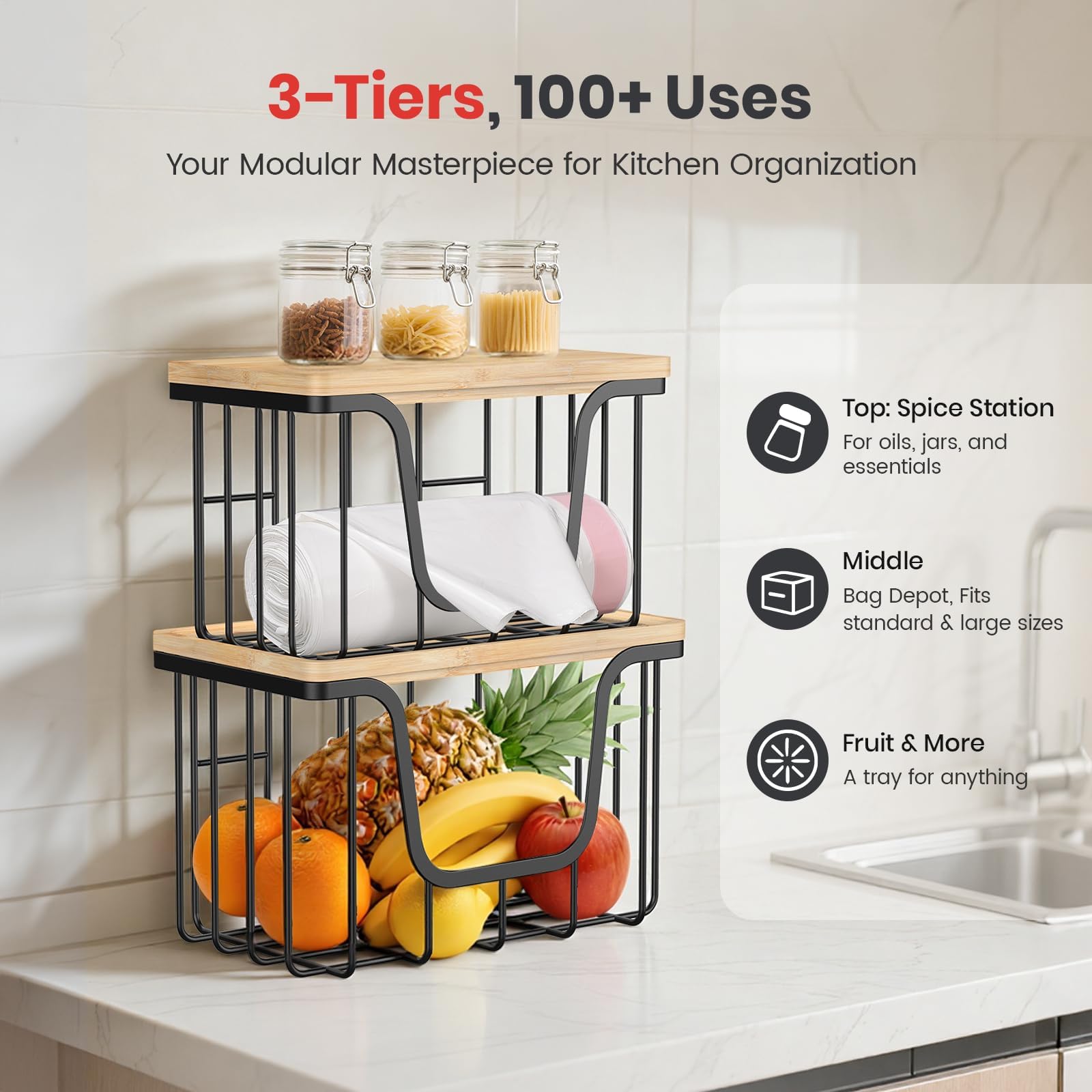 KONE two-pack dispenser stacks to save space in the kitchen