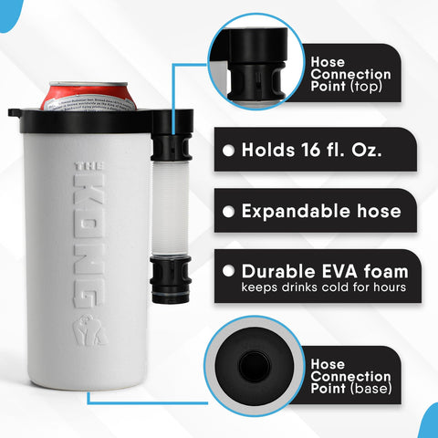 Kong Beer Bong fits 12oz cans or bottles for versatile use.