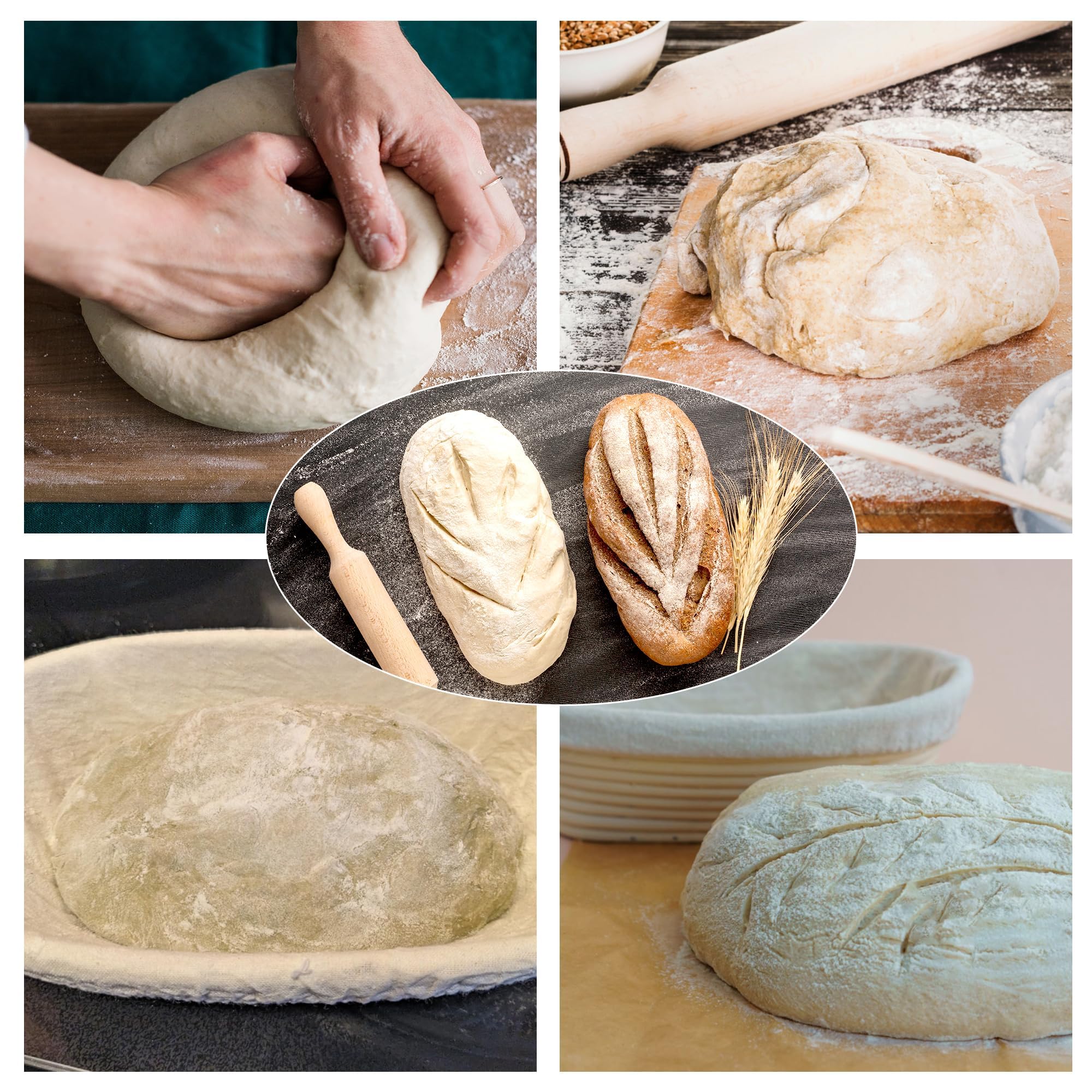KONGDY basket in use with baguette dough illustrating crust potential