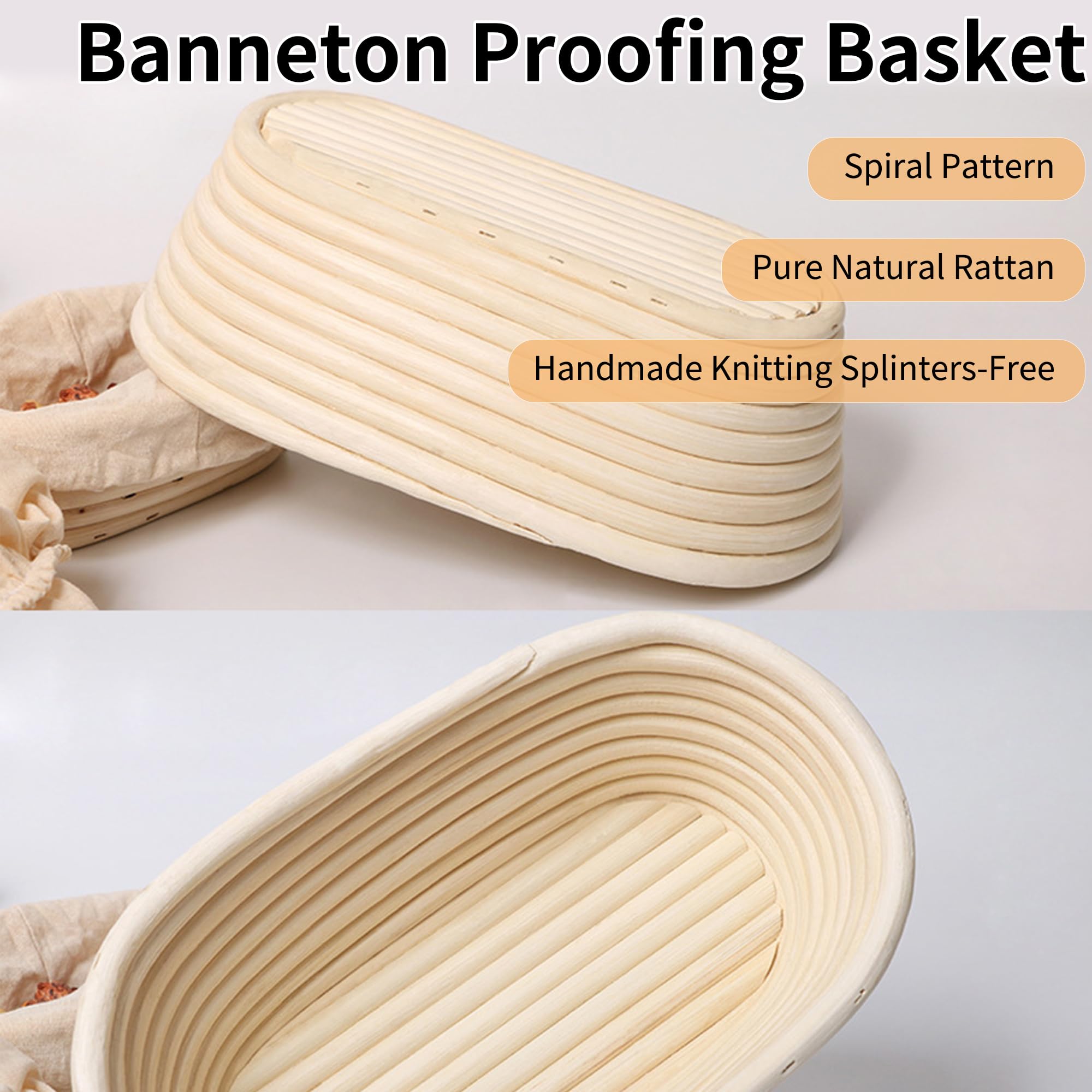 KONGDY handmade basket with tight weave minimizes splinters and dough damage.
