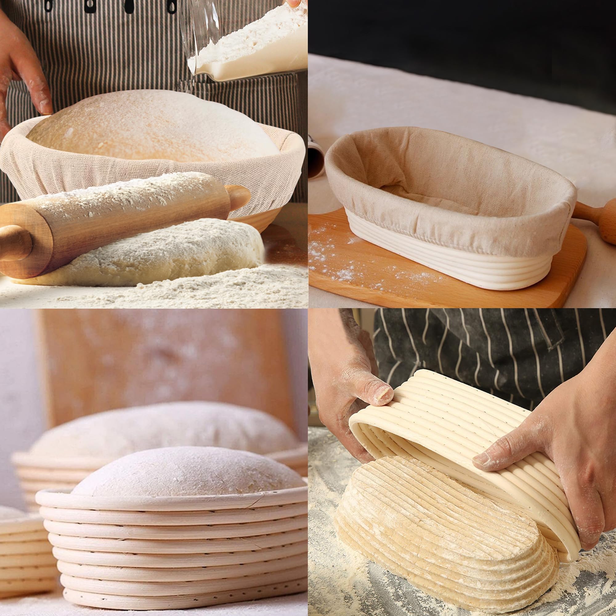 KONGDY oval banneton 10-inch supports long loaves like baguettes