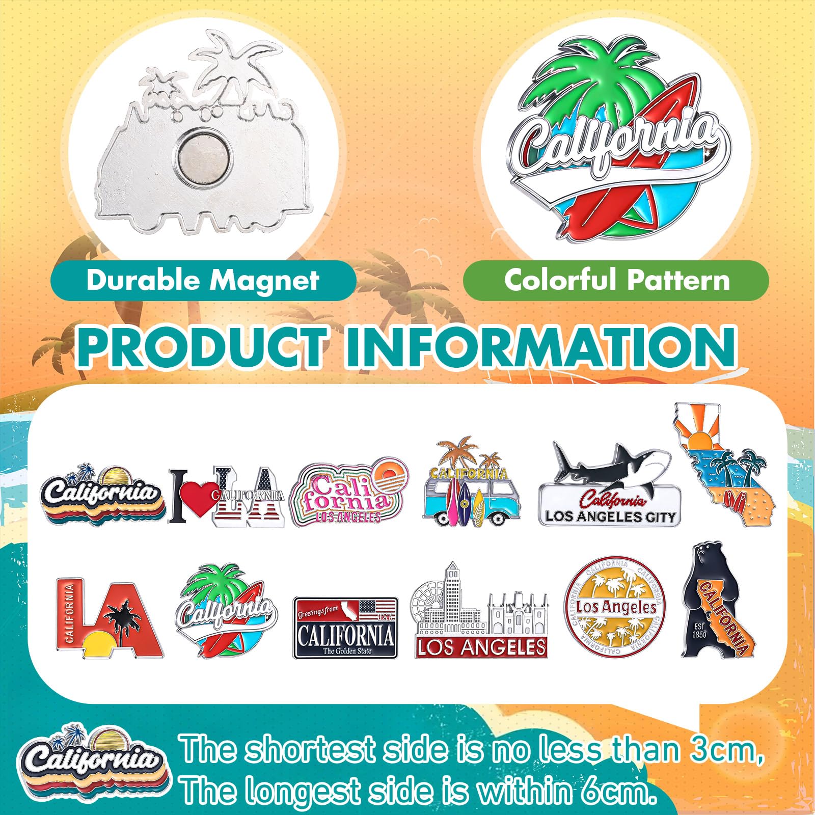 Konohan California magnet shows a coconut tree, perfect for bright fridge decoration.