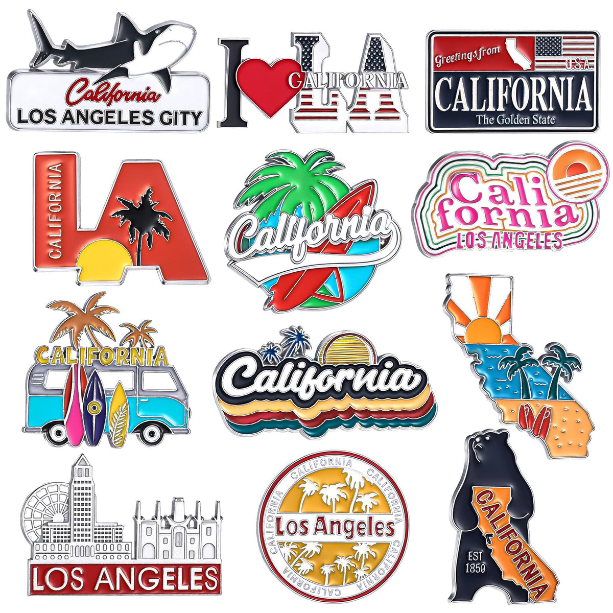 Konohan California magnet set with Los Angeles design, ideal for fridge notes.
