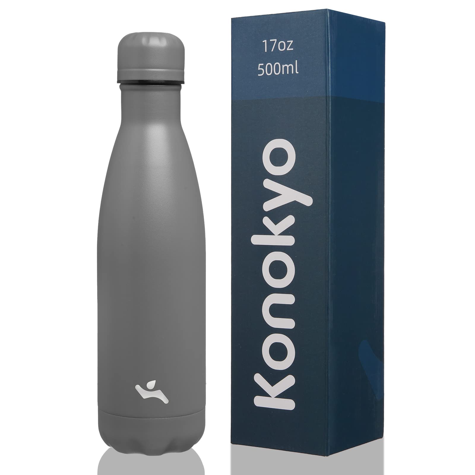 Konokyo 17oz insulated bottle with ice keeps drinks cold on the go.