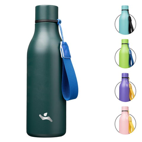 Konokyo 18oz insulated bottle with army green strap for easy daily carry.
