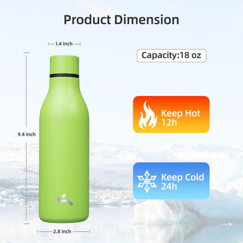 Konokyo 18oz stainless steel bottle side handle, built for workouts and daily use.