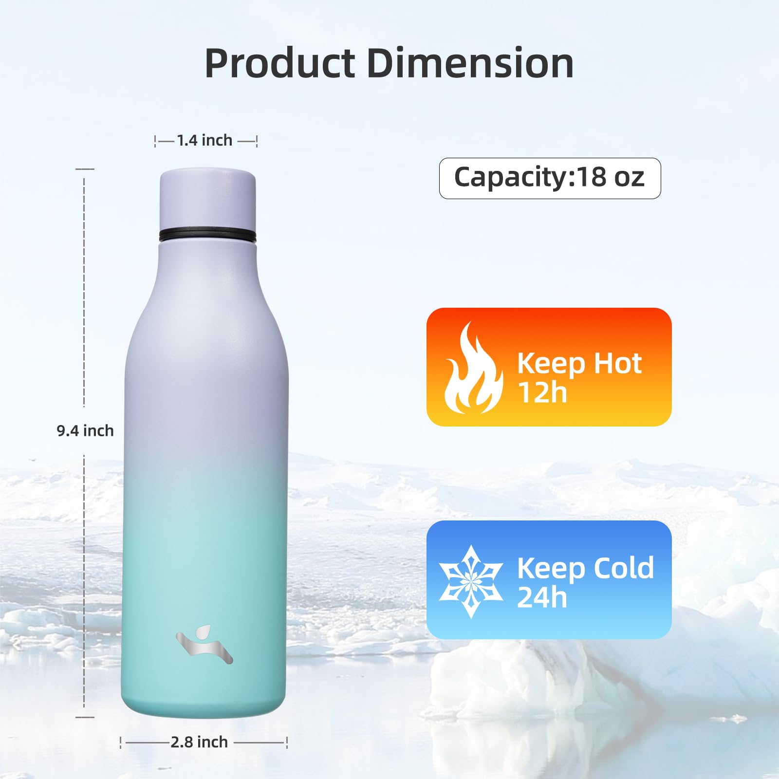 Konokyo 18oz stainless steel bottle shows durable double wall design